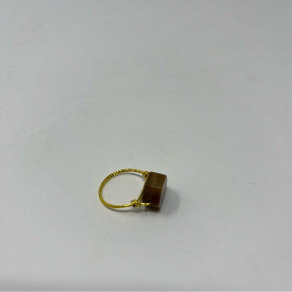 OCTAGON STATEMENT RING BROWN AND GOLD SIZE 7 - Picture 5 of 10